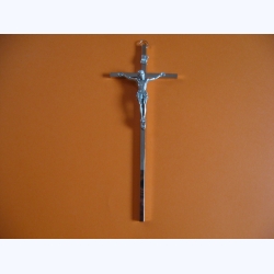 Krzyż metalowy kolor srebrny 21 cm 